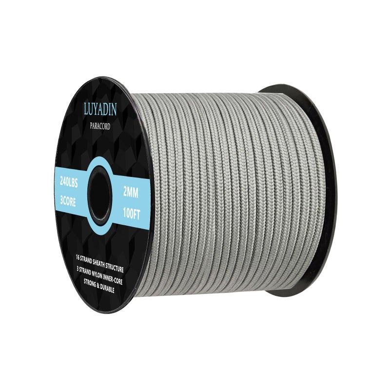 LUYADIN Paracord 240lb - Diameter 2mm Micro Utility Cord -3 Strand Parachute Spool Cord - 100ft 200ft,Paracord for Camping,Hiking,Fishing,Outdoor and DIY - Image 1